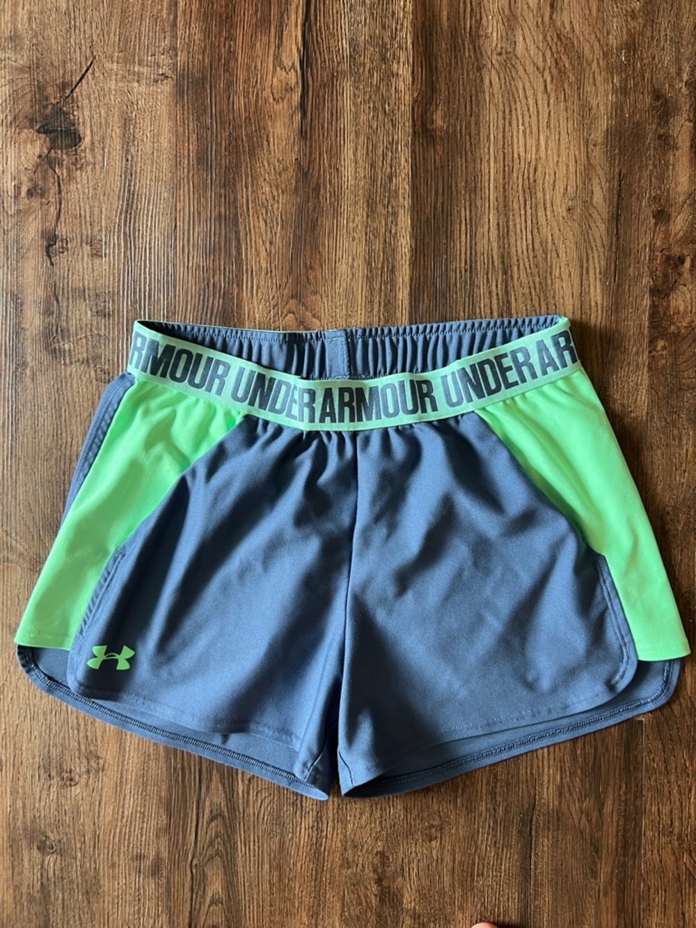 Under Armour Gray and Neon Green Women's Athletic Shorts